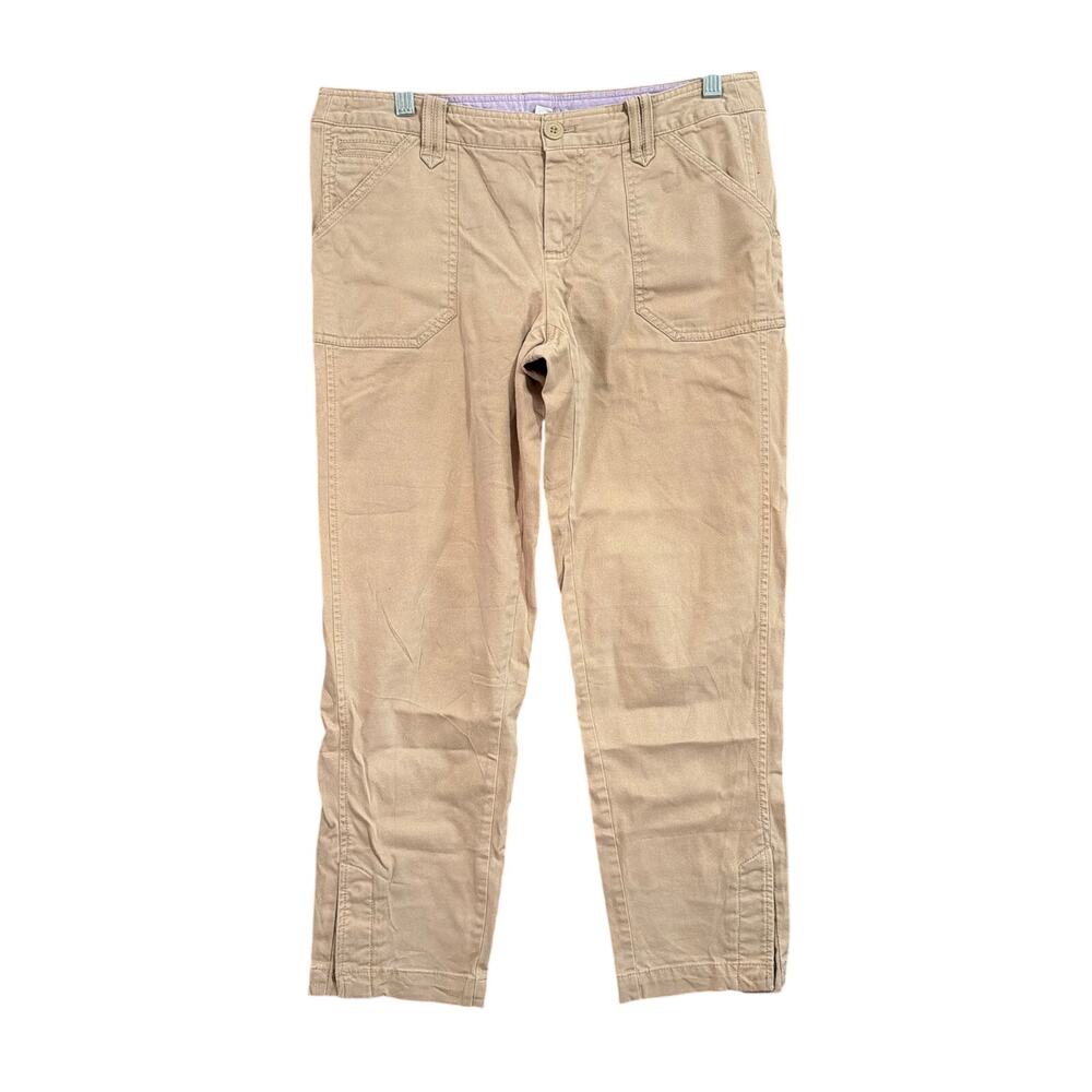 Banana Republic Womens Pants Tan Mid Rise Cropped Button Accent Stretch 10